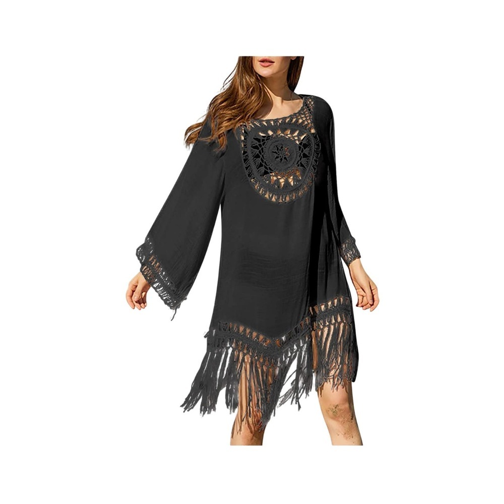 Zalia Atelier Black Beach Tunic Boho Style Size Medium #652 - Picture 10 of 13